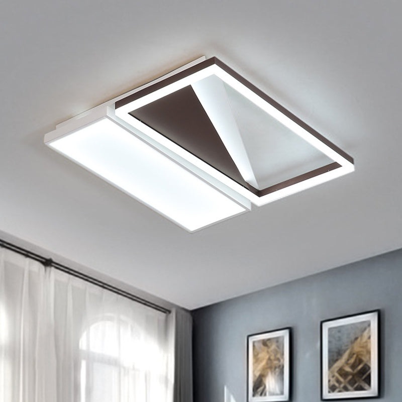 Geometric Led Flush Mount Light Black And White Acrylic Modern Design 18’/21.5 Black - White / 18’