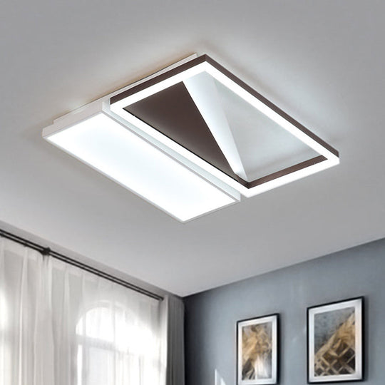 Geometric Led Flush Mount Light Black And White Acrylic Modern Design 18’/21.5 Black - White / 18’