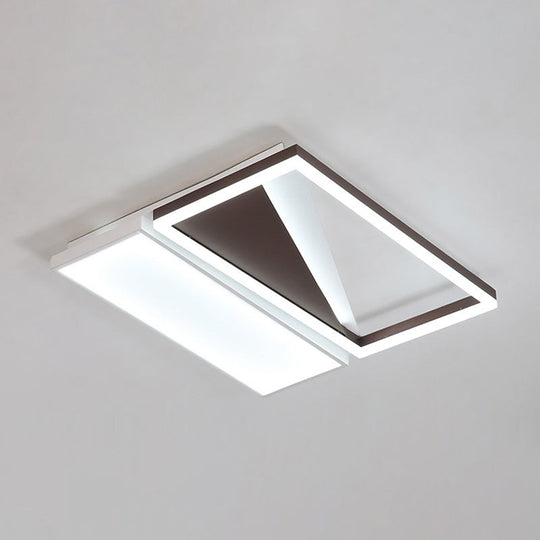 Geometric Led Flush Mount Light Black And White Acrylic Modern Design 18/21.5