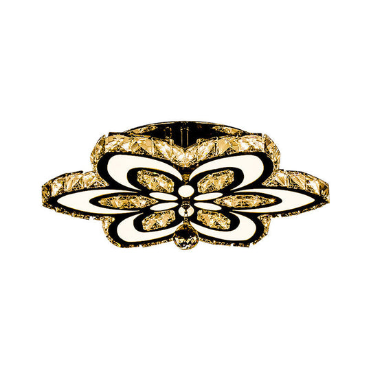 Simplicity Led Crystal Block Semi Flush Light - Chrome Ceiling Fixture (Large/Small Sizes)