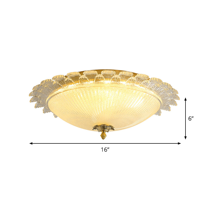 Gold Dome Led Ceiling Light With Crystal Shade - Simplicity Collection 16/19.5 Width