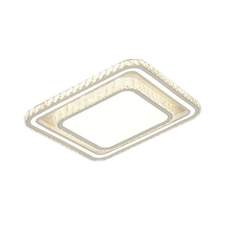 Led White Ceiling Flush Mount With Crystal Shade