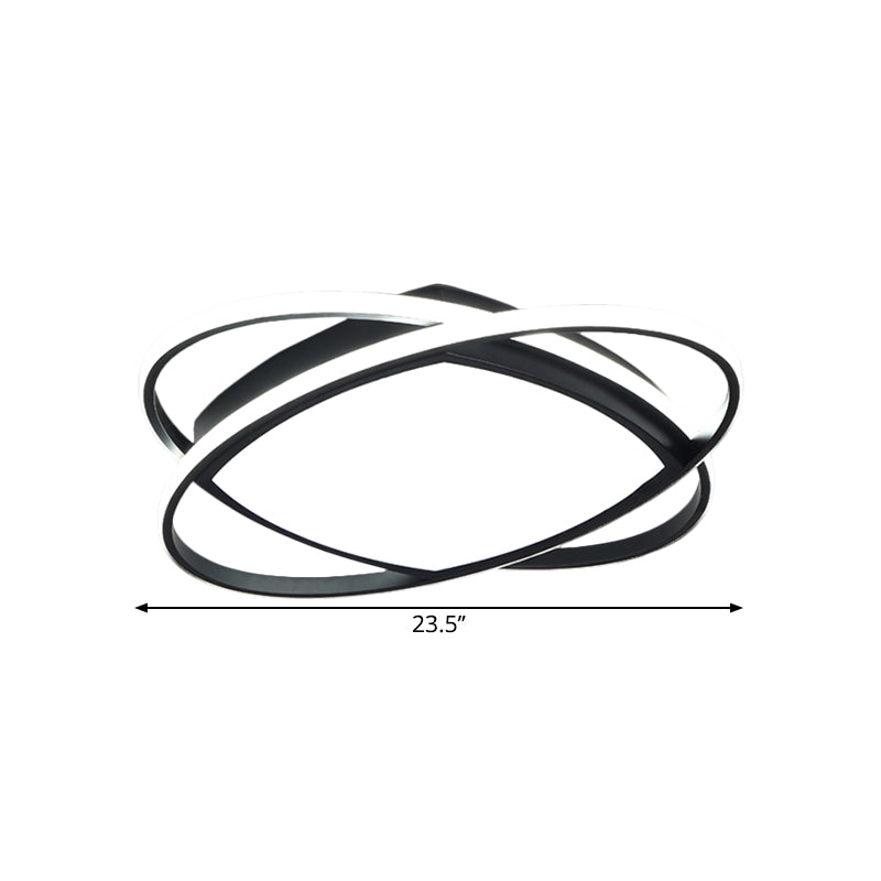 Modern Led Flush Light Fixture In Metallic Black - Square And Oval Mount 19.5’/23.5’ Width