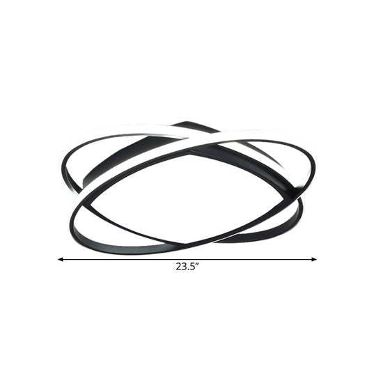 Modern Led Flush Light Fixture In Metallic Black - Square And Oval Mount 19.5’/23.5’ Width