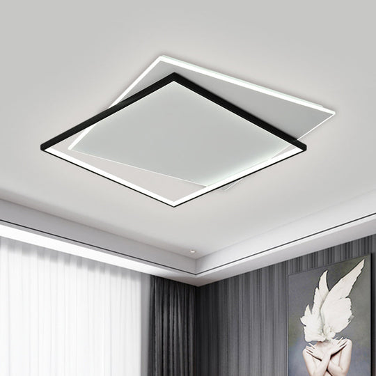 Modern Metallic Led Ceiling Light - Black Overlapping Flush Mount 18’/21.5’ Wide’. / 18’
