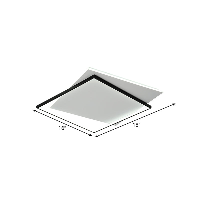 Modern Metallic Led Ceiling Light - Black Overlapping Flush Mount 18/21.5 Wide.