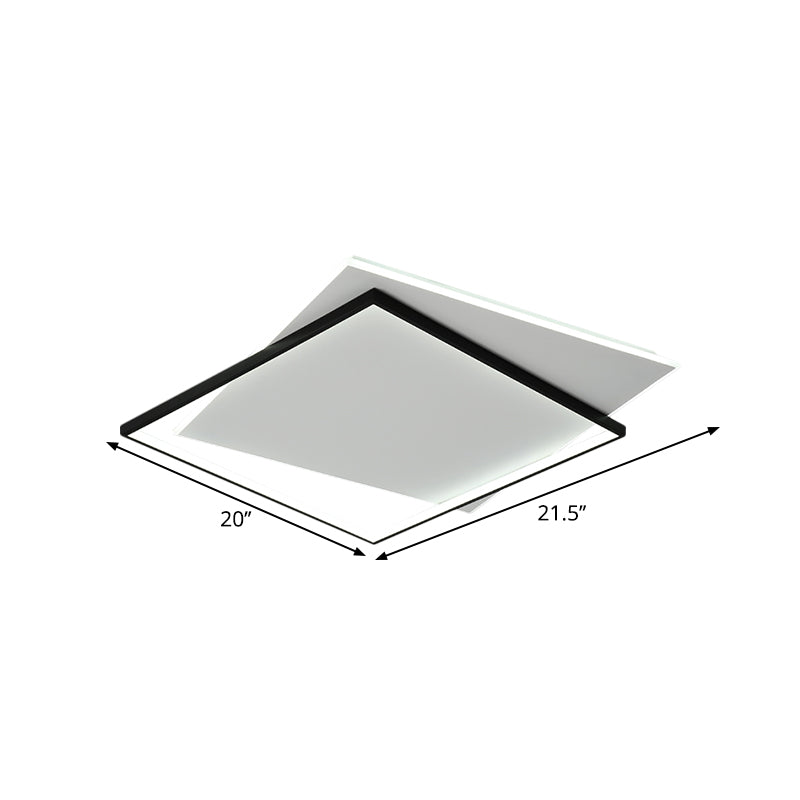 Modern Metallic Led Ceiling Light - Black Overlapping Flush Mount 18/21.5 Wide.