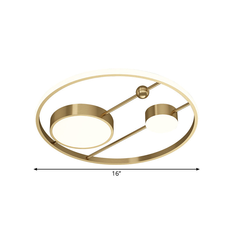 Modern Acrylic Led Brass Flush Mount Light Fixture For Bedroom - 16’/19.5’ W Rounded