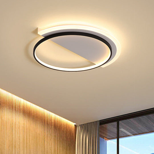 Nordic Acrylic Semicircle Led Ceiling Light Fixture Black Flush Mount - 18’/21.5’ Width / 18’