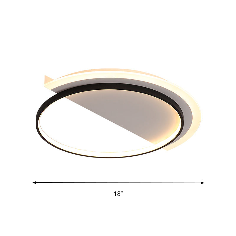 Nordic Acrylic Semicircle Led Ceiling Light Fixture Black Flush Mount - 18’/21.5’ Width