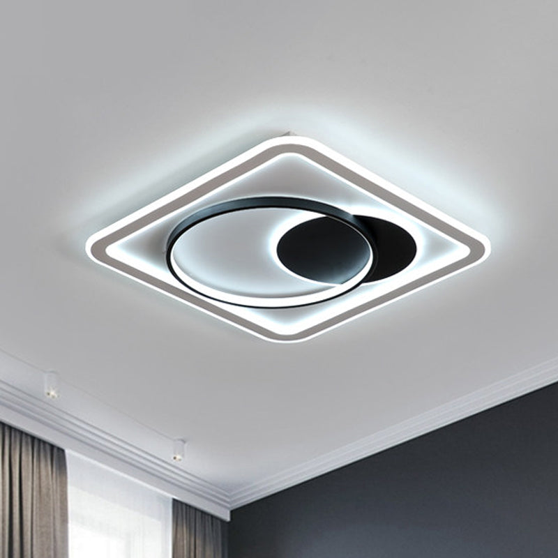 Nordic Led Flush Mount Ceiling Lamp - Square Acrylic Fixture Black Warm/White Light / Warm