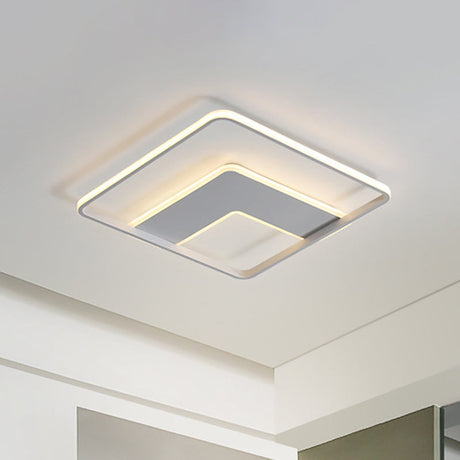 Nordic Square Flush Mount Acrylic Led Bedroom Lighting In White - 16.5/20.5 Width / 16.5