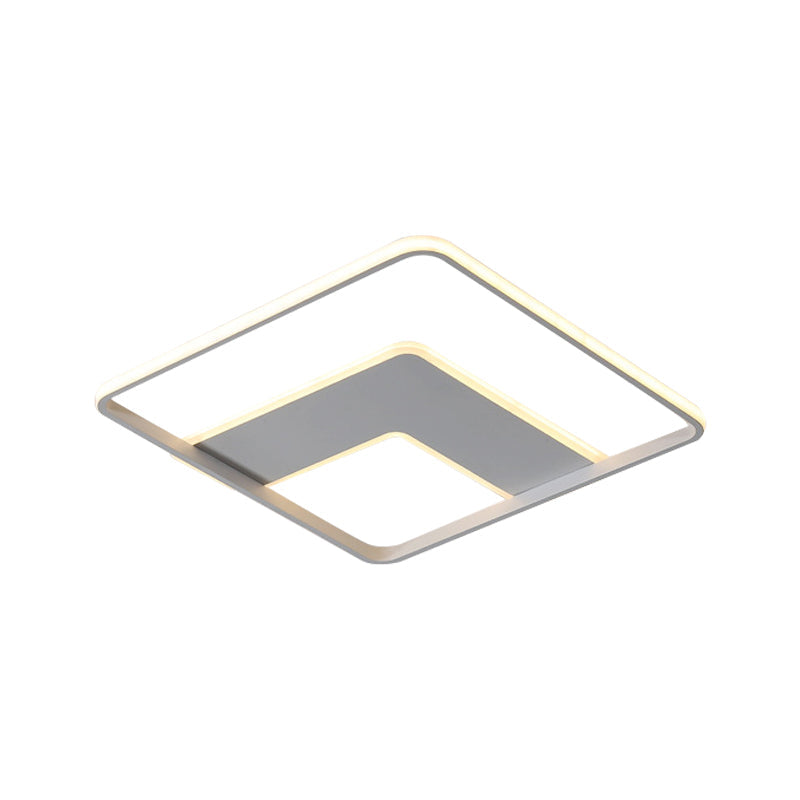 Nordic Square Flush Mount Acrylic Led Bedroom Lighting In White - 16.5/20.5 Width
