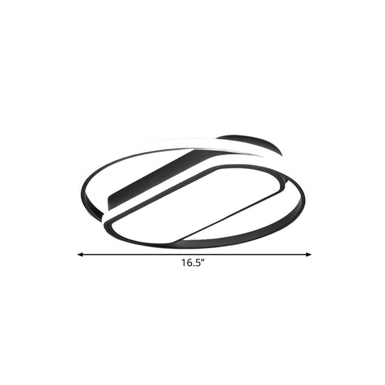 Contemporary Led Acrylic Flush Mount Lighting Black Ring And Rectangle Design