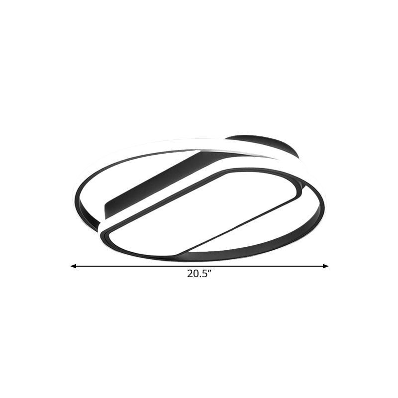 Contemporary Led Acrylic Flush Mount Lighting Black Ring And Rectangle Design