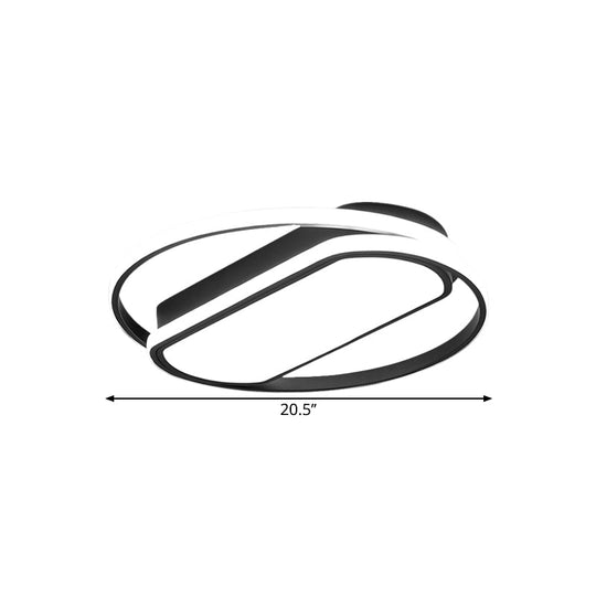 Contemporary Led Acrylic Flush Mount Lighting Black Ring And Rectangle Design