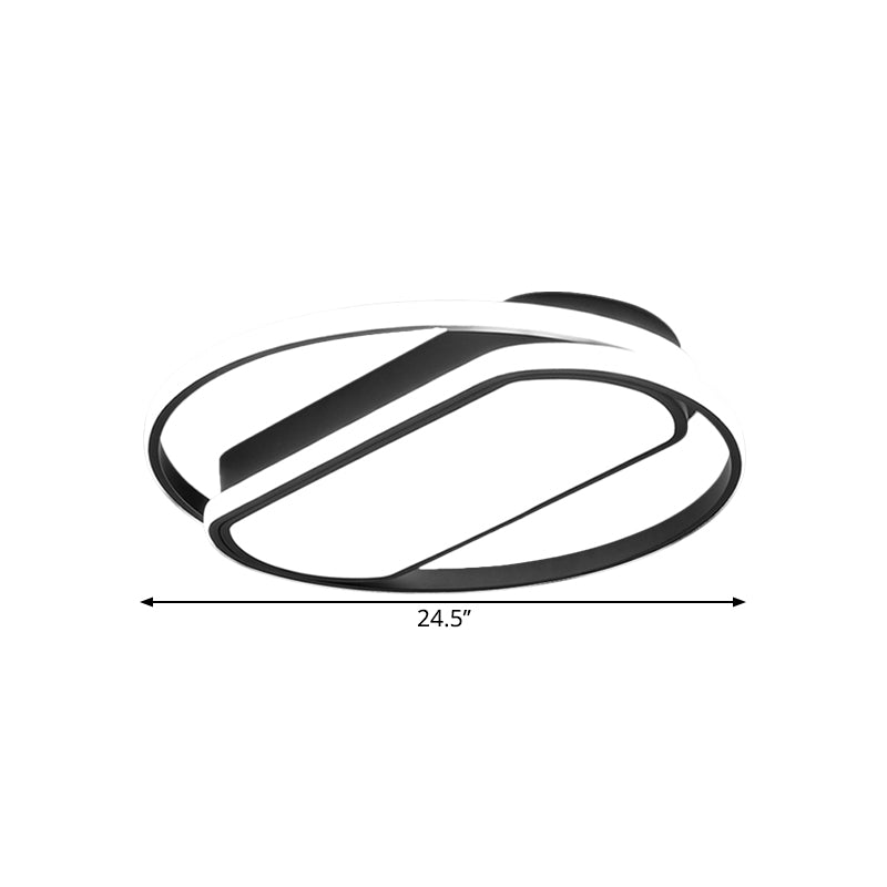 Contemporary Led Acrylic Flush Mount Lighting Black Ring And Rectangle Design