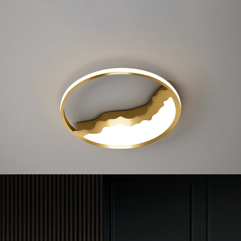 Geometric Flush Mount Light - Modern Acrylic Led Brass Flushmount 12.5’/16.5’/20.5’ Width