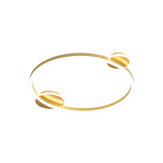 Modern Led Gold Halo Flushmount Ceiling Lamp In White/Warm Light 16’/19.5’ Dia