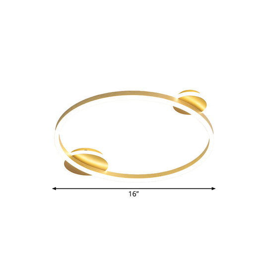 Modern Led Gold Halo Flushmount Ceiling Lamp In White/Warm Light 16/19.5 Dia