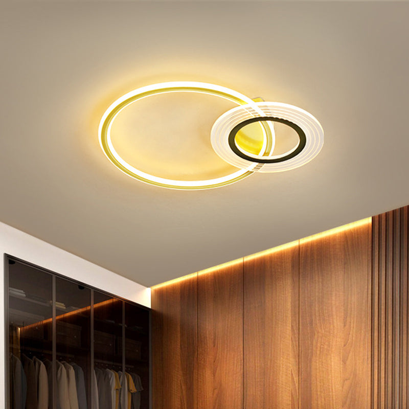 18.5’/21.5’ Modernist Metallic Led Bedroom Ceiling Flush Lamp - Black/Black - Gold