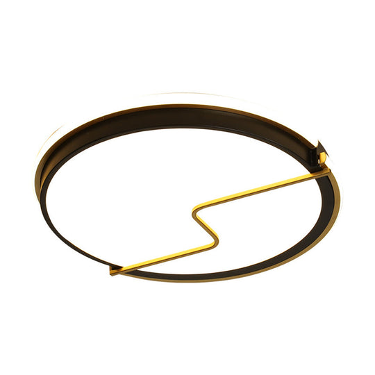 Rounded Bedroom Flush Ceiling Light Acrylic Led Mount Lamp In Black - 16’/19.5’ W