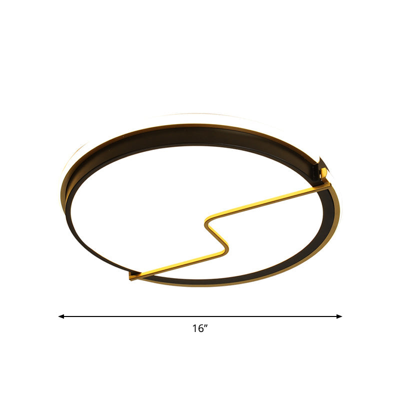 Rounded Bedroom Flush Ceiling Light Acrylic Led Mount Lamp In Black - 16’/19.5’ W