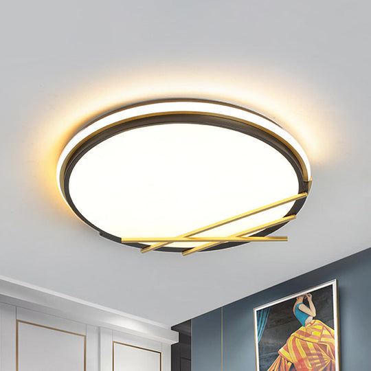 16/19.5 W Acrylic Round Flush Led Light Fixture In Black - Nordic Design Warm/White Lighting / 16