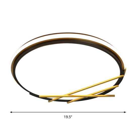 16’/19.5’ W Acrylic Round Flush Led Light Fixture In Black - Nordic Design Warm/White Lighting