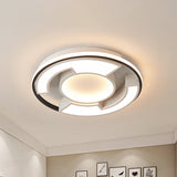 Modern Led Circular Flush Mount Light: Black/White Acrylic Ceiling Fixture 19/22 Width