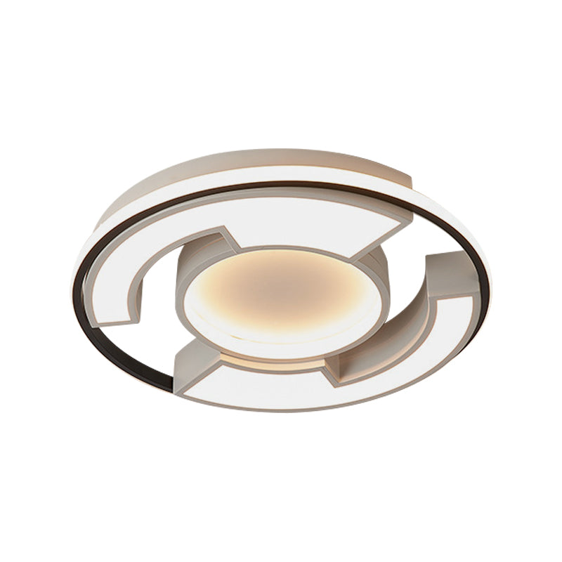 Modern Led Circular Flush Mount Light: Black/White Acrylic Ceiling Fixture 19’/22’ Width