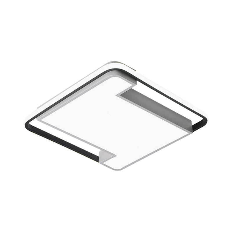 Modern Geometry Led Flush Fixture - 18/22 Width Black/White Acrylic Bedroom Lighting