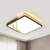 Nordic Led Black Acrylic Square Flushmount Lighting With Warm/White Light Lines Decor 16/19.5 Width
