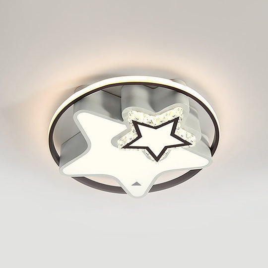 Modern Crystal Ceiling Lamp In Black - Round/Star Design With Warm/White Led Light