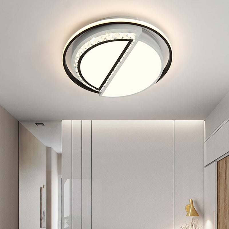 Modern Crystal Ceiling Lamp In Black - Round/Star Design With Warm/White Led Light