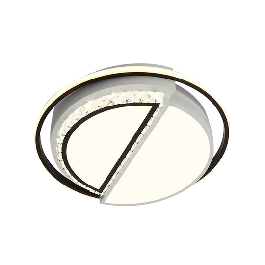 Modern Crystal Ceiling Lamp In Black - Round/Star Design With Warm/White Led Light