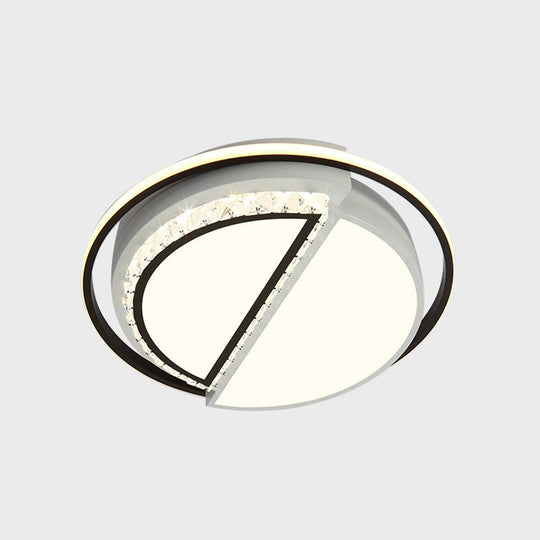 Modern Crystal Ceiling Lamp In Black - Round/Star Design With Warm/White Led Light
