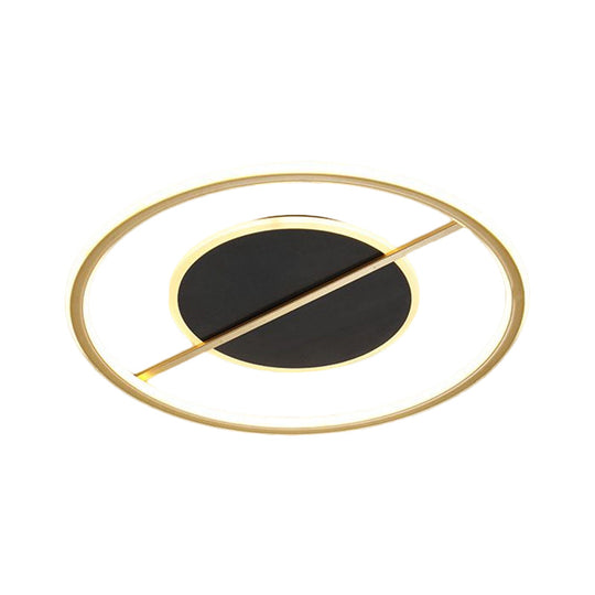 Modernist Round Flush Mount Led Bedroom Light Fixture - Metal 16’/19.5’ Wide Black Warm/White