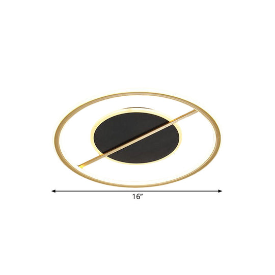 Modernist Round Flush Mount Led Bedroom Light Fixture - Metal 16’/19.5’ Wide Black Warm/White