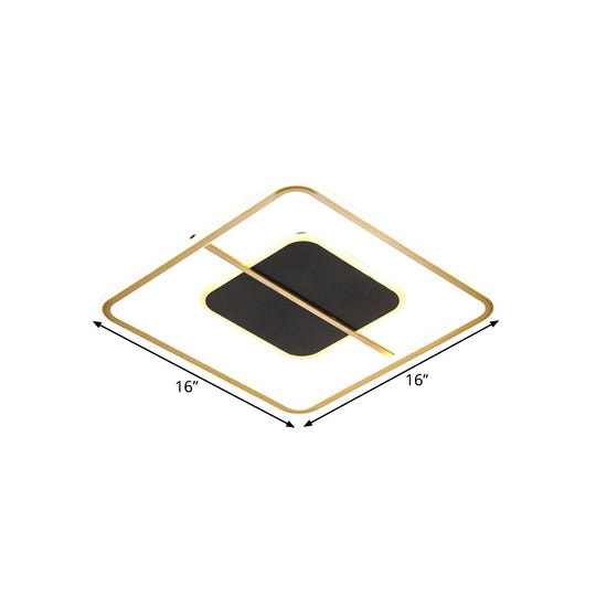 Nordic Led Black Iron Flush Light Fixture In Warm/White 16’/19.5’ Wide