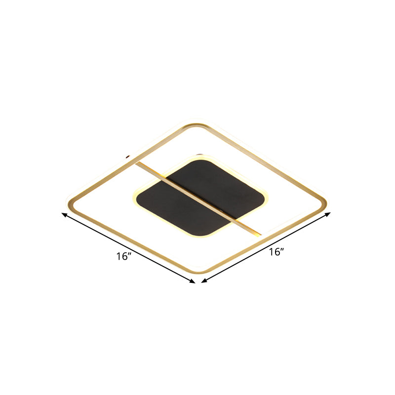 Nordic Led Black Iron Flush Light Fixture In Warm/White 16/19.5 Wide