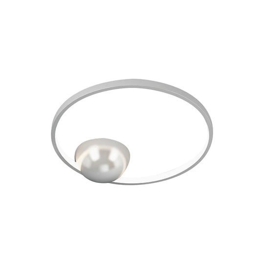 Nordic Led Iron Flush Mount Ceiling Light - Black/White Circular Design 17’/20.5’ Width