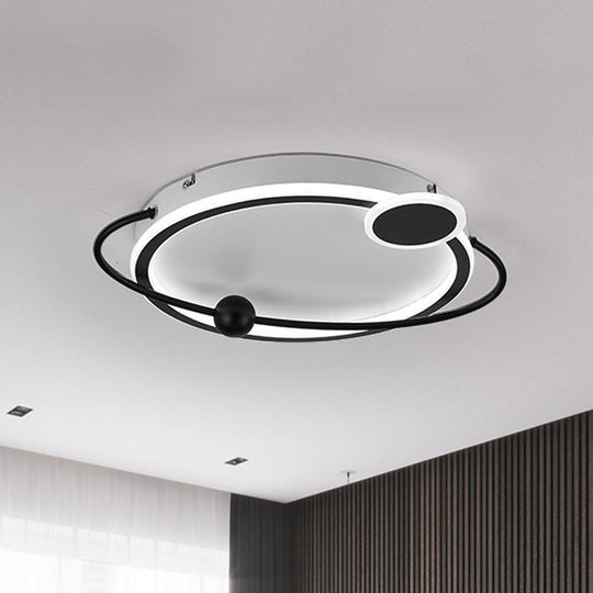 19’/23.5’ Modern Metallic Led Flush Mount Lamp In Black With Warm/White Light / 19’ White