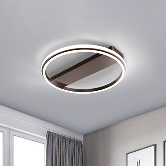 Nordic Style Metal Ringed Led Flush Ceiling Light - Gold/Coffee Finish 16.5/20.5 Width