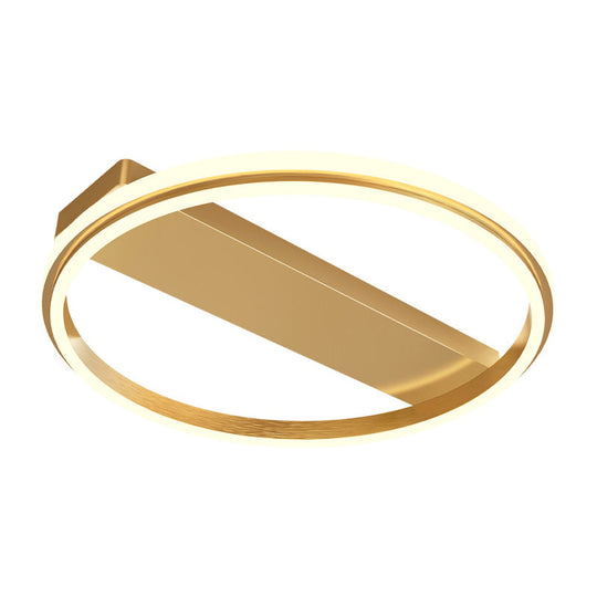 Nordic Style Metal Ringed Led Flush Ceiling Light - Gold/Coffee Finish 16.5’/20.5’ Width