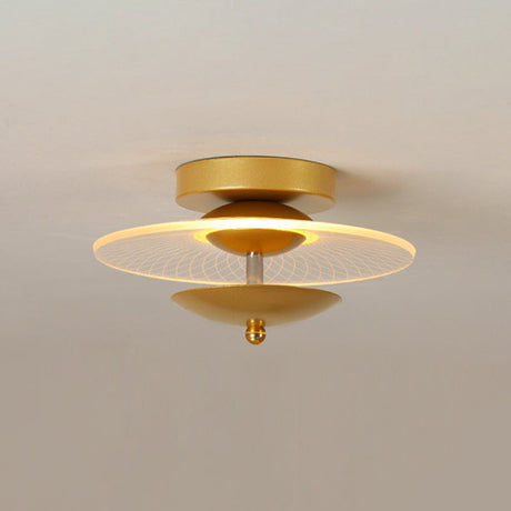 Round Acrylic Semi Flush Led Ceiling Light In Black/Gold Finish - Contemporary Warm/White Lighting