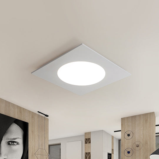 Contemporary White Square Flushmount Led Ceiling Fixture - 19.5’/23.5’ W Warm/White Light /