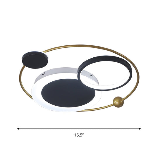 Flush Mount Led Ceiling Light In Acrylic Black And Gold Warm/White 16.5/20.5/24.5 W