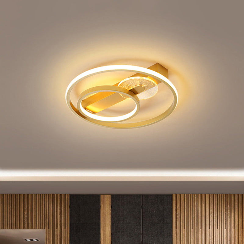 Gold/White & Black Led Metal Hoop Flushmount With White/Warm Light - 16.5’/20.5’ Wide Gold /