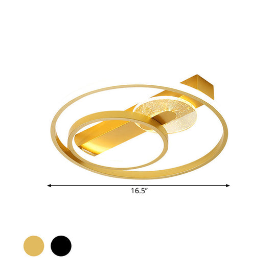 Gold/White & Black Led Metal Hoop Flushmount With White/Warm Light - 16.5’/20.5’ Wide